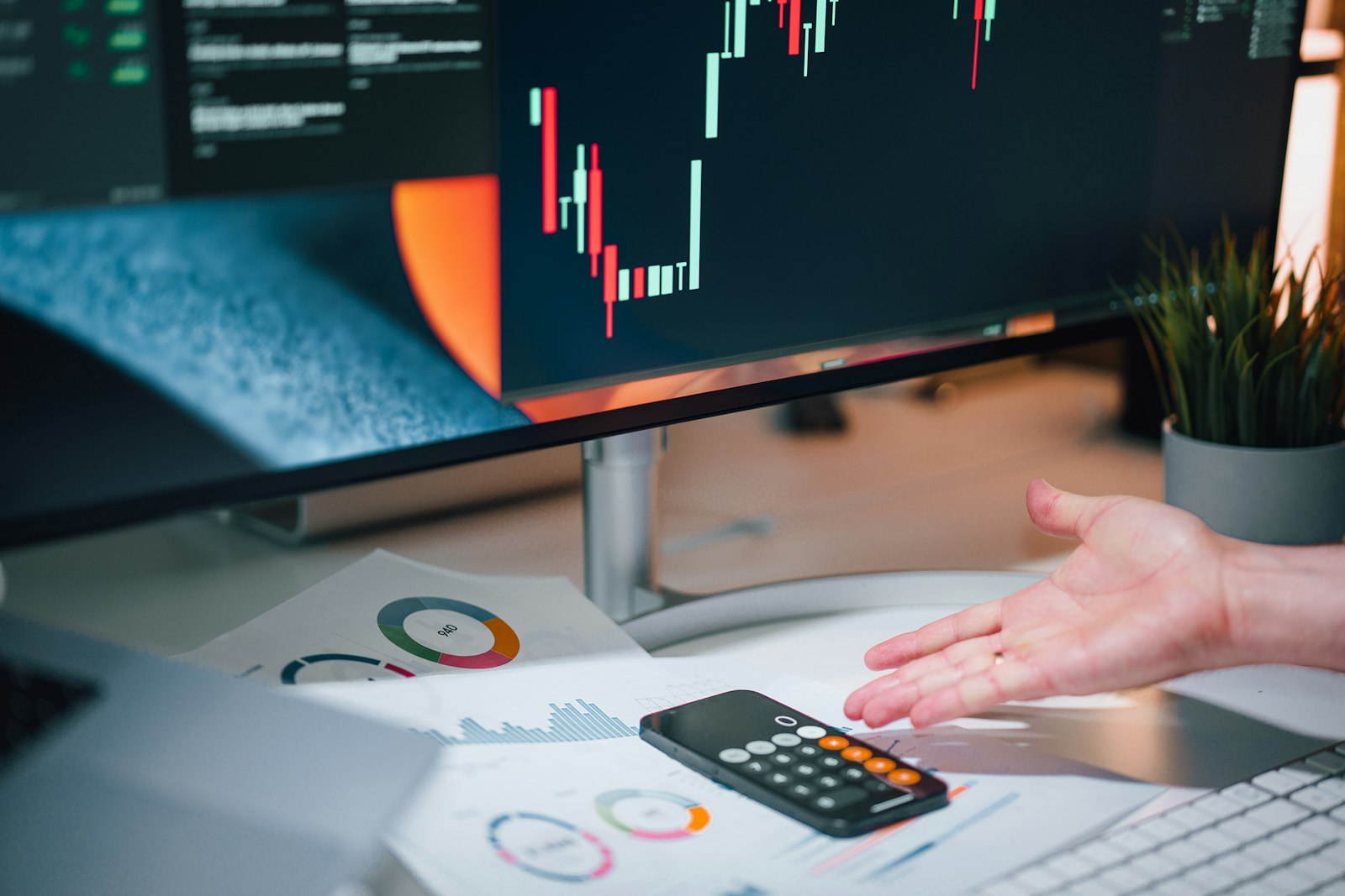 Financial advisor explaining options in an office