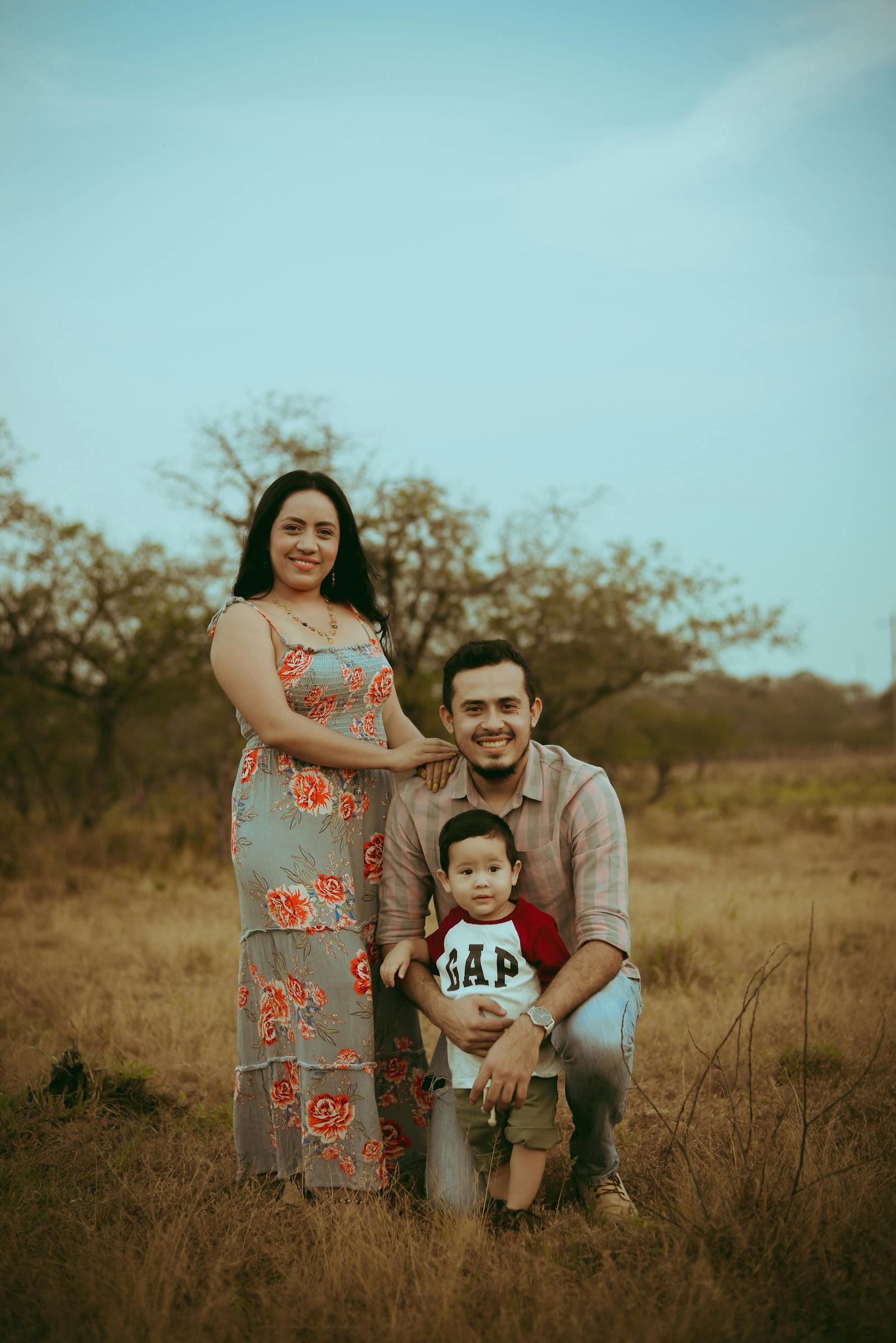 Mexican family together outdoors